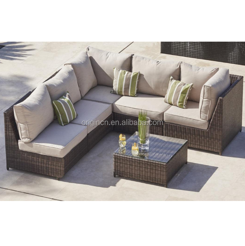 Sectional Designed Outdoor Furniture Reclining Rattan Wicker Bed Balcony Sleeping Sofa Set