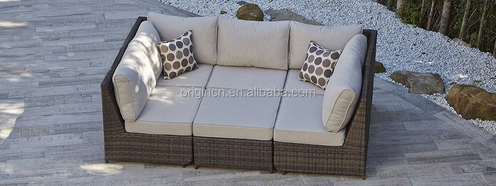 Sectional Designed Outdoor Furniture Reclining Rattan Wicker Bed Balcony Sleeping Sofa Set