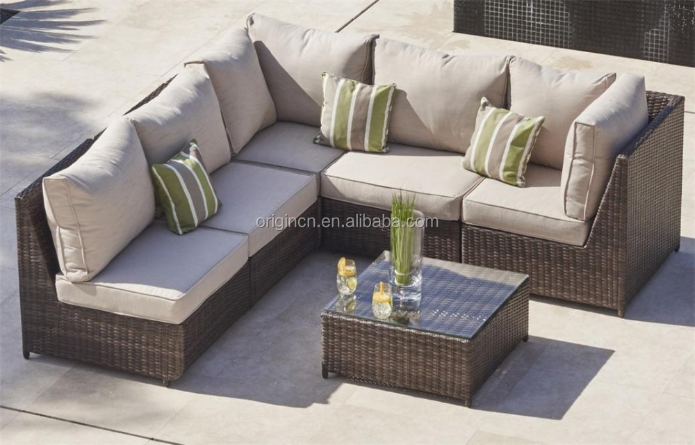 Sectional Designed Outdoor Furniture Reclining Rattan Wicker Bed Balcony Sleeping Sofa Set