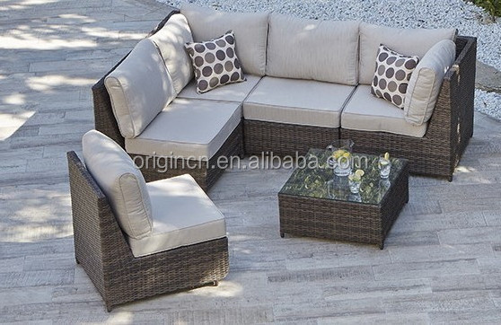 Sectional Designed Outdoor Furniture Reclining Rattan Wicker Bed Balcony Sleeping Sofa Set