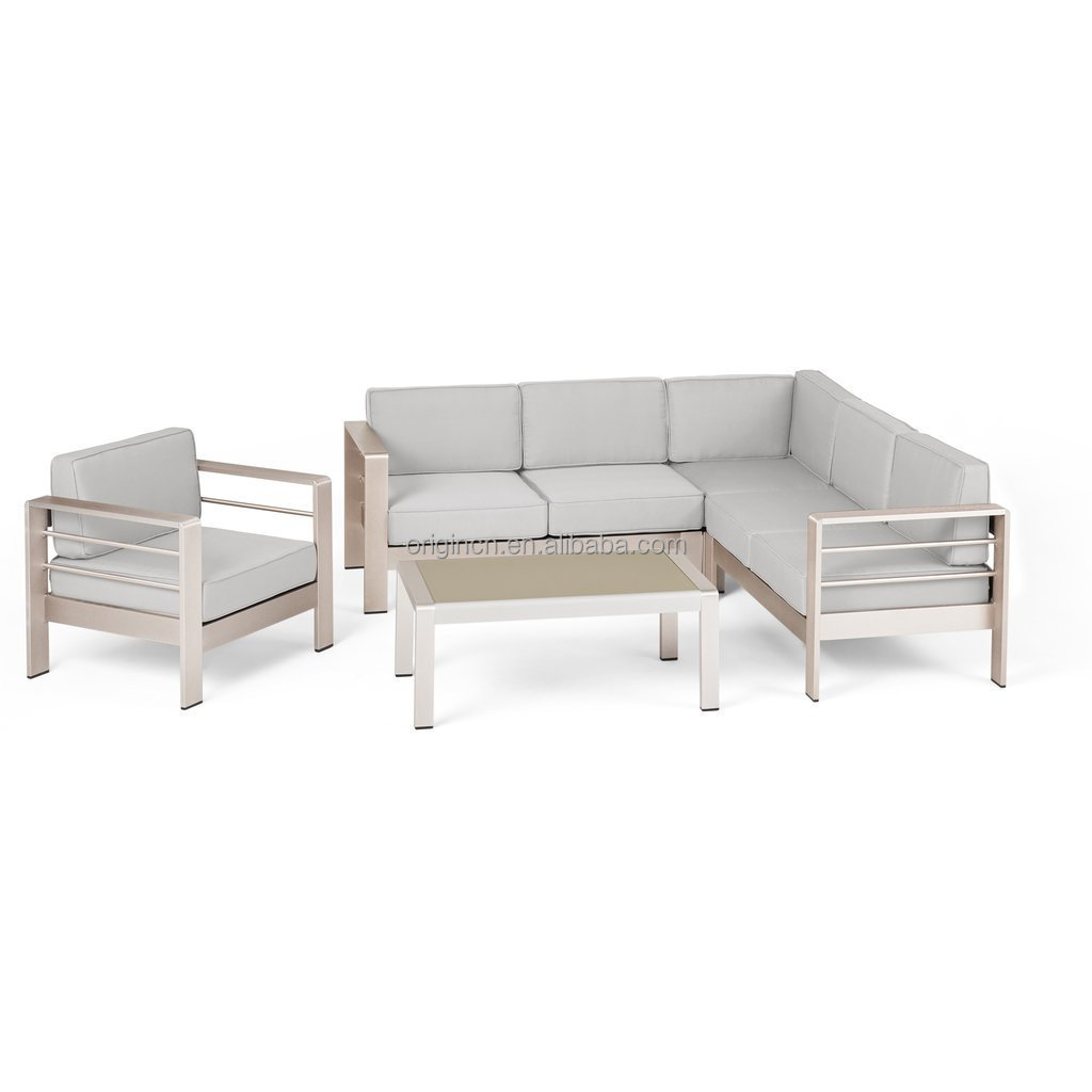 Patio outdoor furniture rustproof aluminum 5 pieces  maximum relaxation  modular sofa sectional