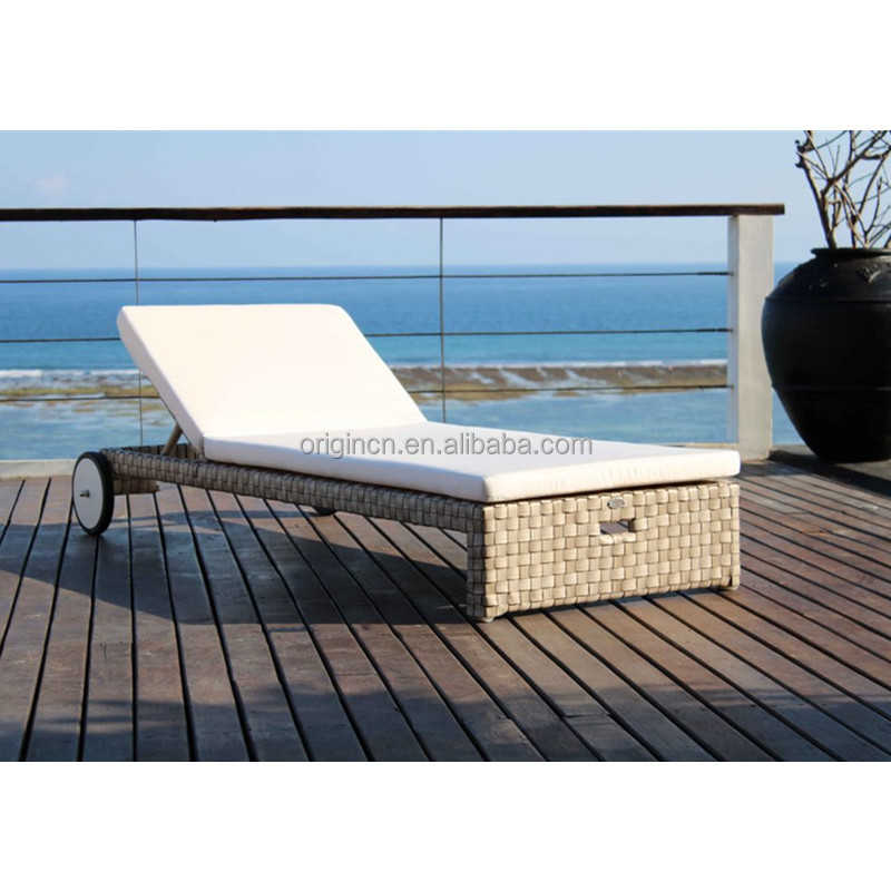 Patio luxurious furniture cushions included wheels rattan pool chair sun lounger