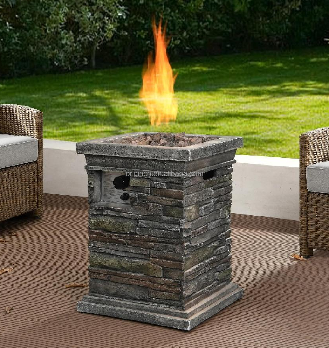 Good looking garden furniture warm and wood burning square table fire pit