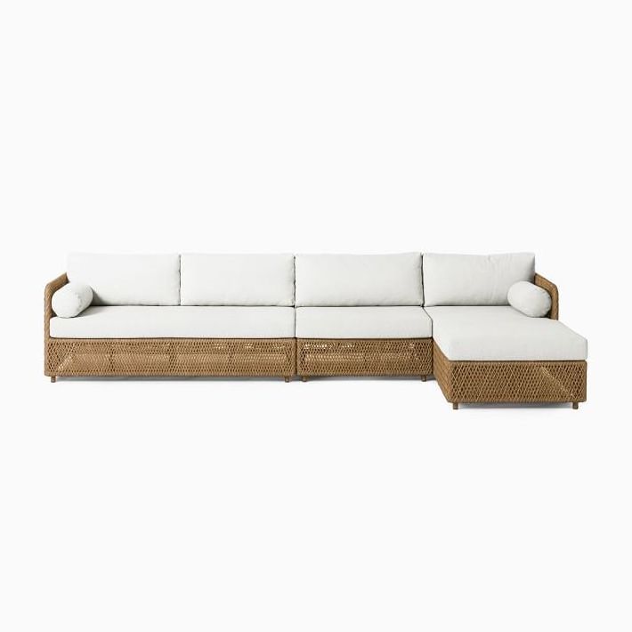 High end modular hand woven outdoor rattan furniture sectional all weather L shape lounge sofa