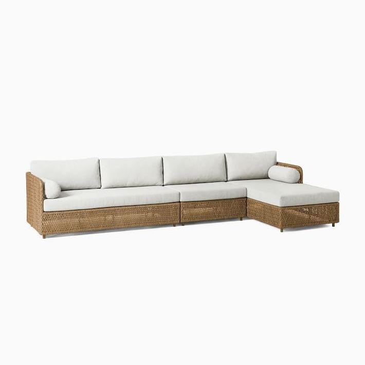 High end modular hand woven outdoor rattan furniture sectional all weather L shape lounge sofa