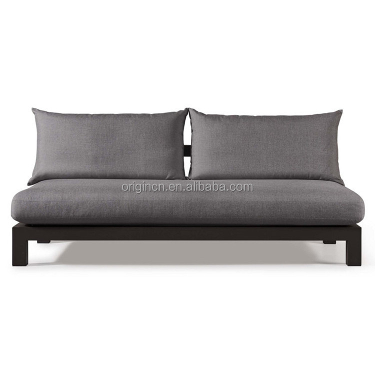 Minimalist design lounge chaise modular seating configuration thickness cushions aluminum frame armless 2 seat sofa