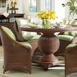 French Bistro Chair Rattan Outdoor Home Garden Furniture Glass Top Round  Table Chairs Set