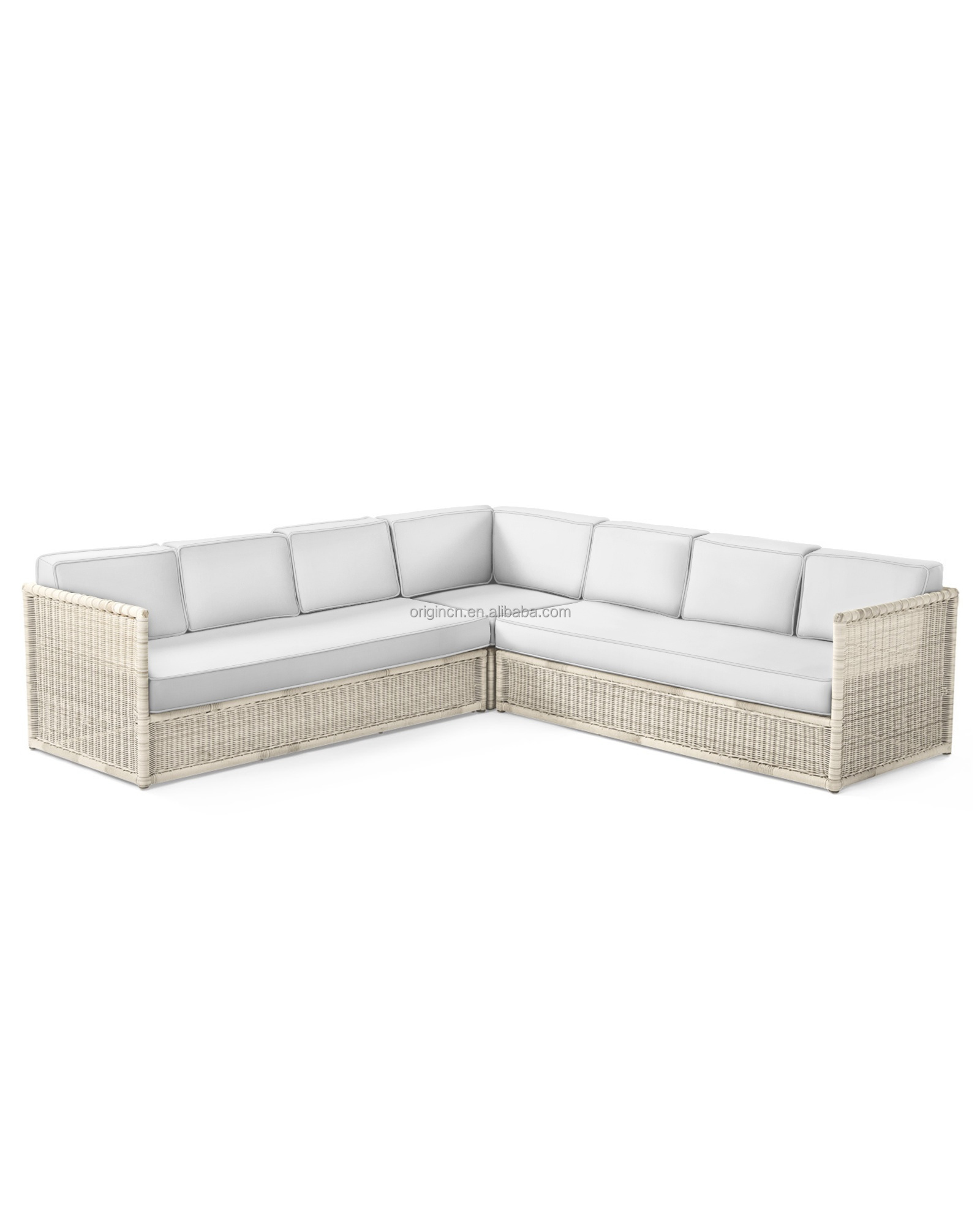 Modern Classic Style Updated Furniture Thickness Cushions Seating Wicker Rattan Corner Sectional Sofas