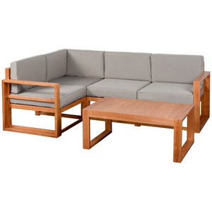 High quality outdoor balcony L shapede sectional furniture luxury teak wood sofa table