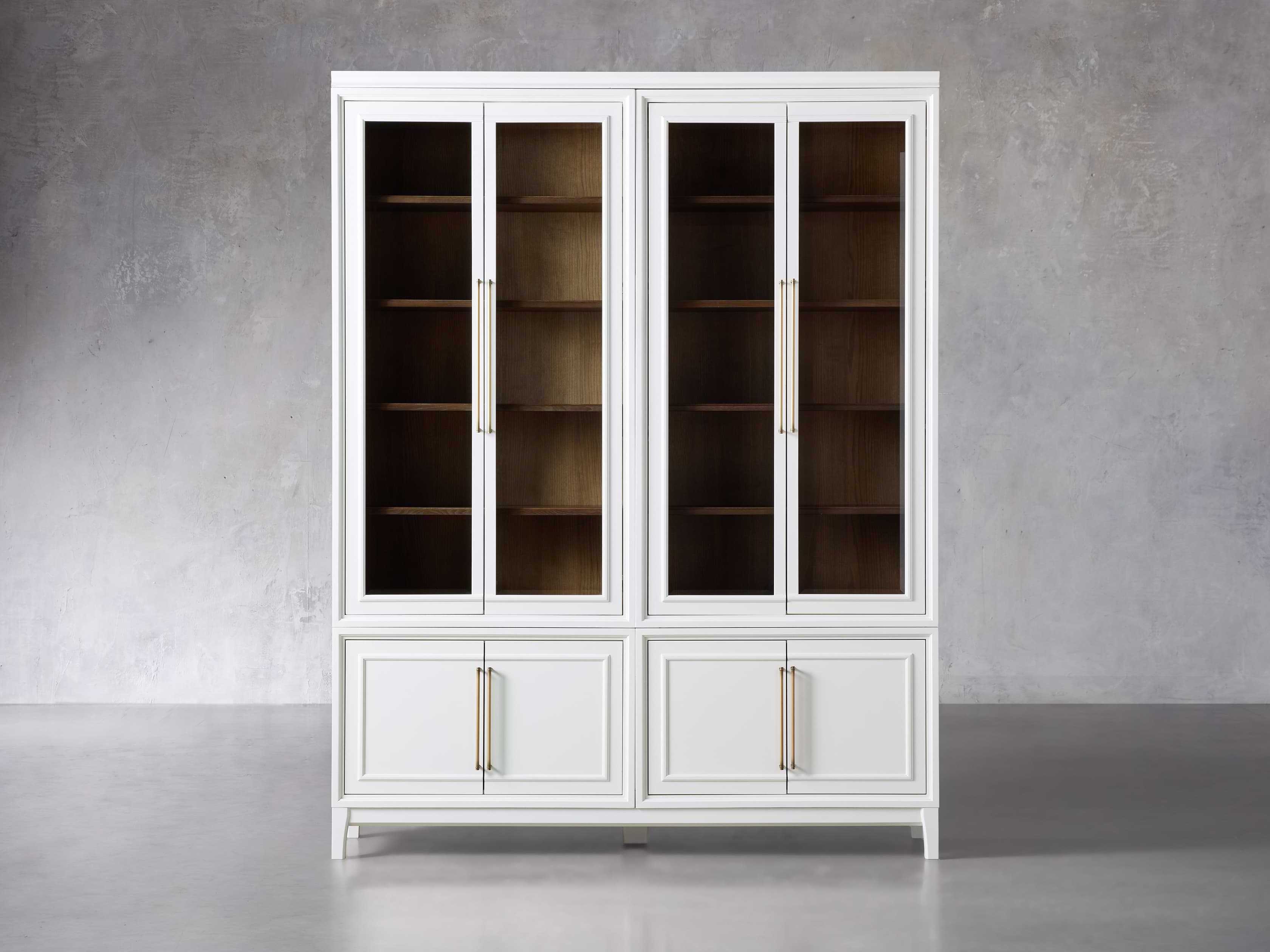 Glass door wood home storage furniture modern luxury style italian display cabinet