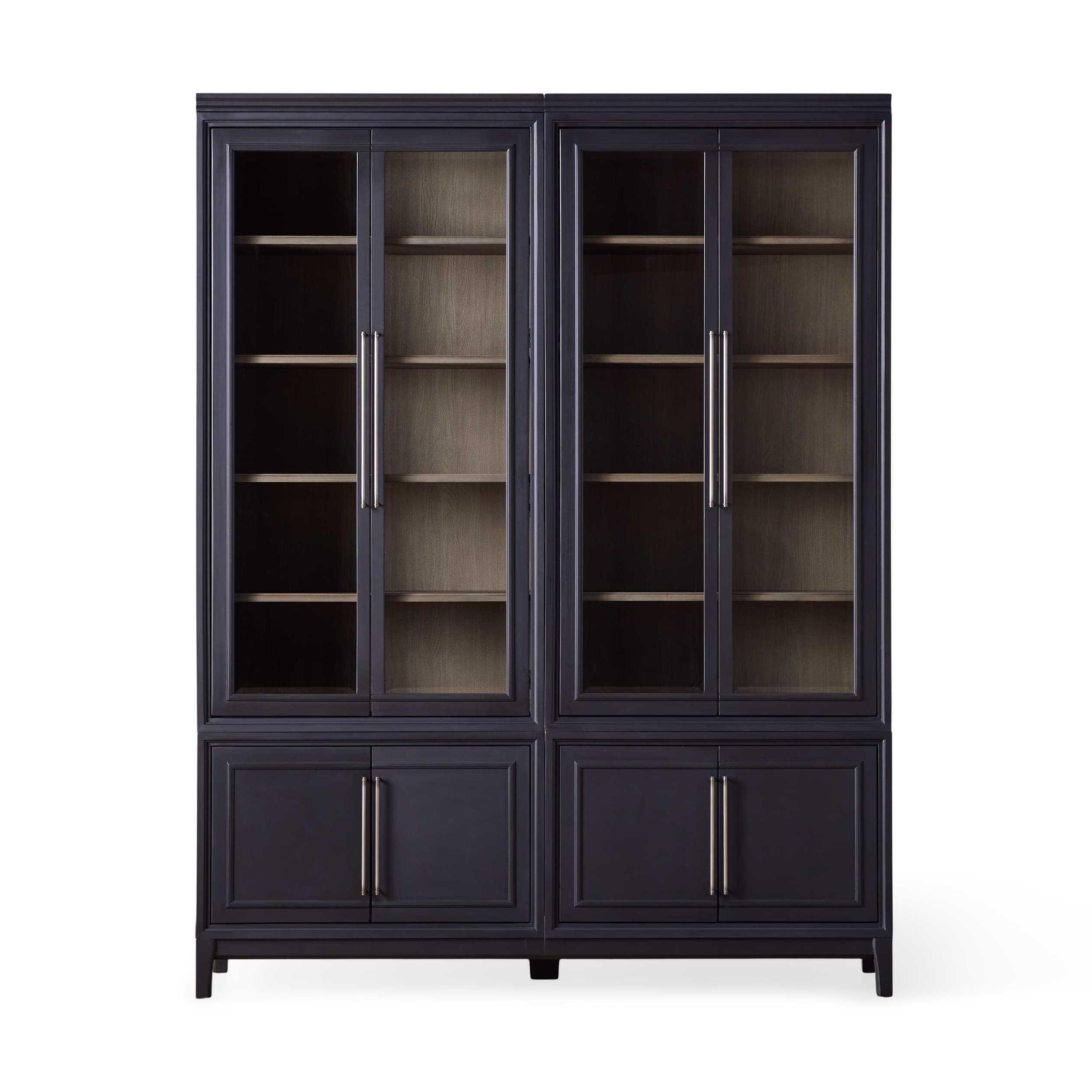 Glass door wood home storage furniture modern luxury style italian display cabinet