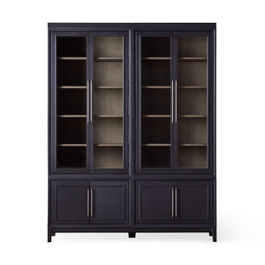 Glass door wood home storage furniture modern luxury style italian display cabinet