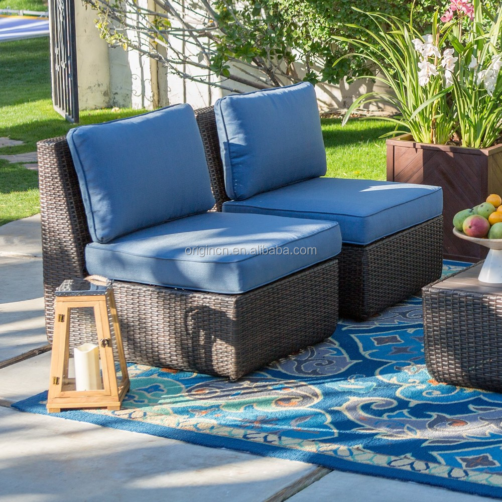 Luxury Pacific Sofa Leisure Garden Outdoor Patio Furniture Navy Blue Aluminum Topped Outback Sectional Rattan Sofa Set