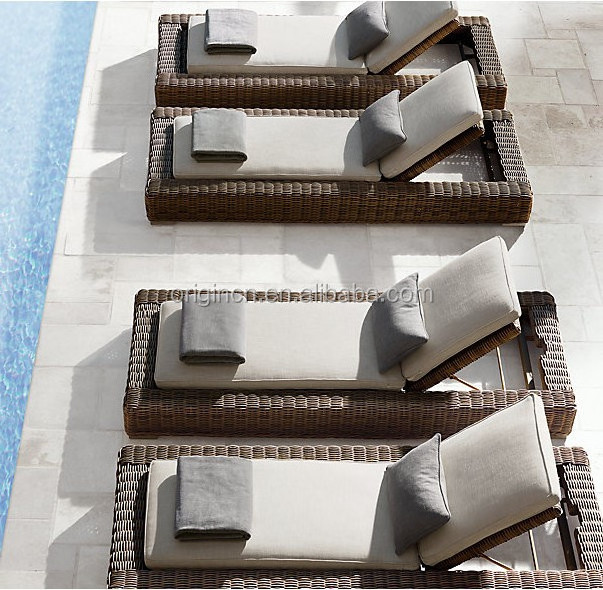 Luxury round rattan woven outdoor leisure sunbed furniture popular pool side rattan lounger