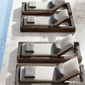 Luxury round rattan woven outdoor leisure sunbed furniture popular pool side rattan lounger