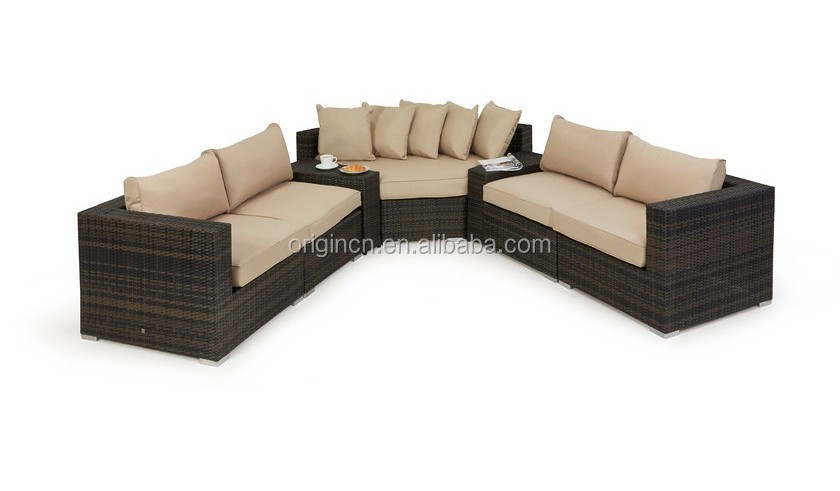 Unique Garden Outdoor Furniture Curved Sectional Rattan Synthetic Wicker Round Couch