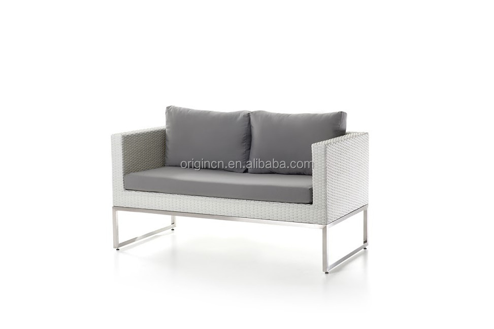 Greek Style Outdoor Office Restaurant Hotel Commercial Furniture Grey Color White Rattan Sofa Set