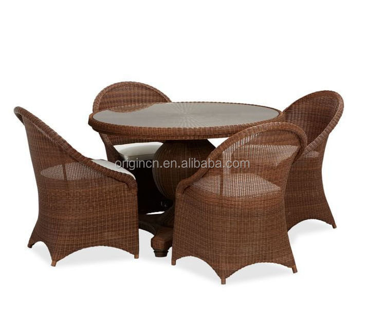 French Bistro Chair Rattan Outdoor Home Garden Furniture Glass Top Round  Table Chairs Set