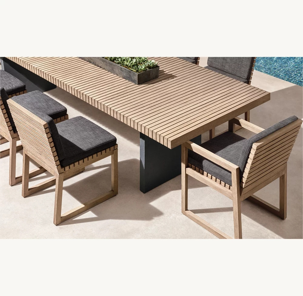 Patio furniture garden dinning set special design solid teak wood outdoor party tables and chairs