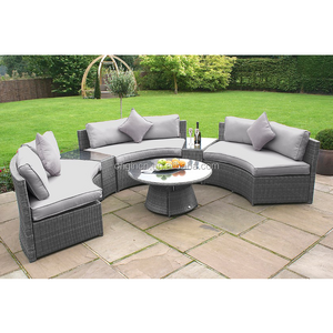 Arm Less Modern Patio Furniture Half Round Bench Craft Wicker Modular Sofa Set