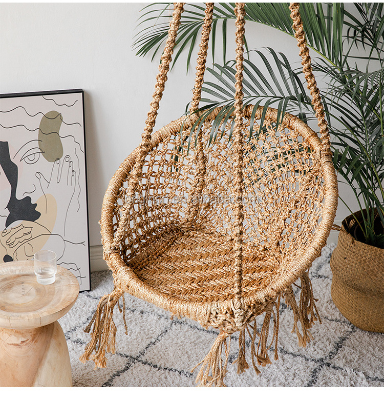 Round Boho Style Popular Swing Hotel Indoor Furniture Leisure Macrame Bohemian Chair Rope Swing