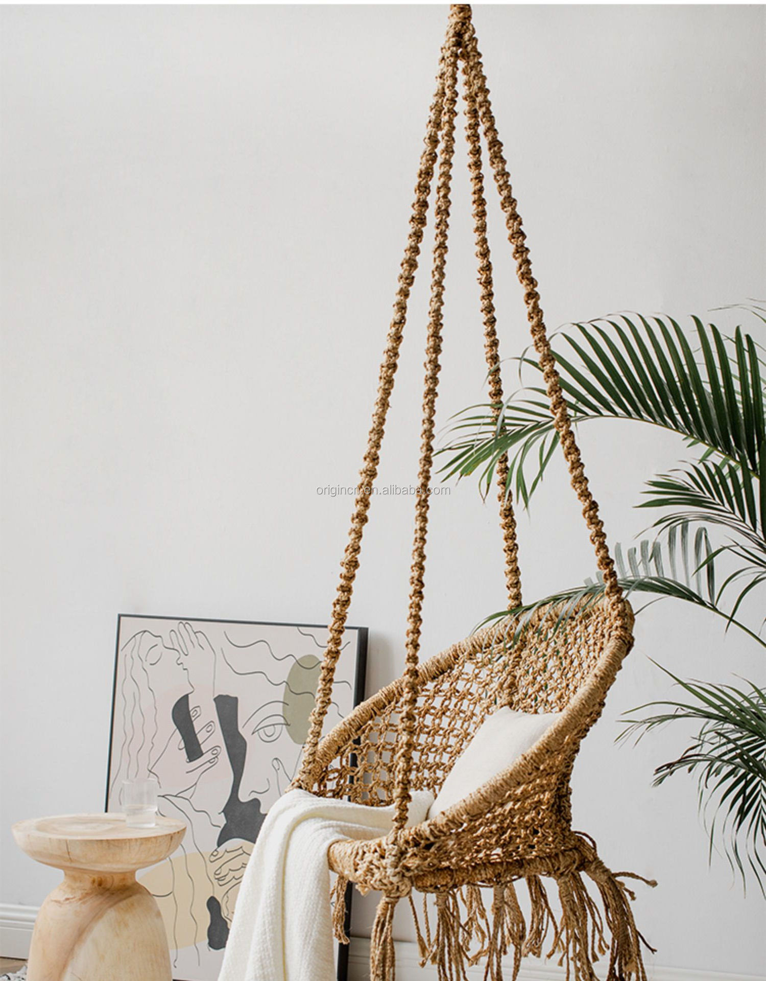 Round Boho Style Popular Swing Hotel Indoor Furniture Leisure Macrame Bohemian Chair Rope Swing