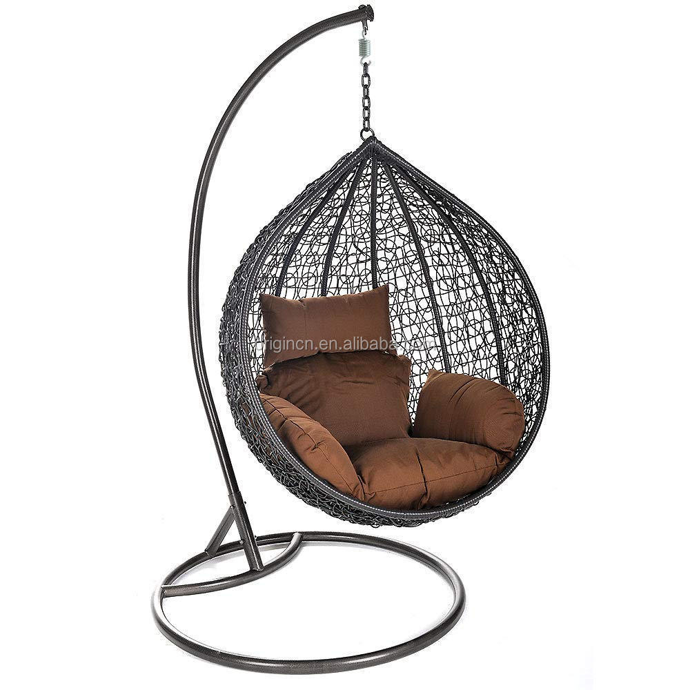 Luxury Design Water Drop Shaped Outdoor Home Balcony Furniture Rattan Egg Swing Hanging Chairs