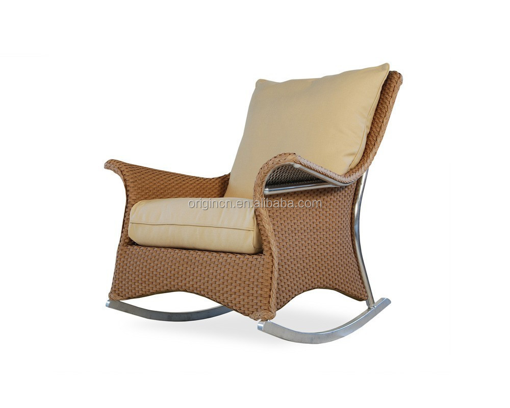 Villa Outdoor Terrace Leisure Furniture High Back Aluminium Leg Wicker Rocking Chairs