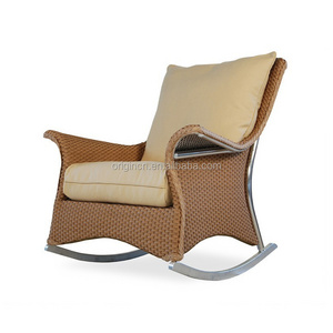 Villa Outdoor Terrace Leisure Furniture High Back Aluminium Leg Wicker Rocking Chairs