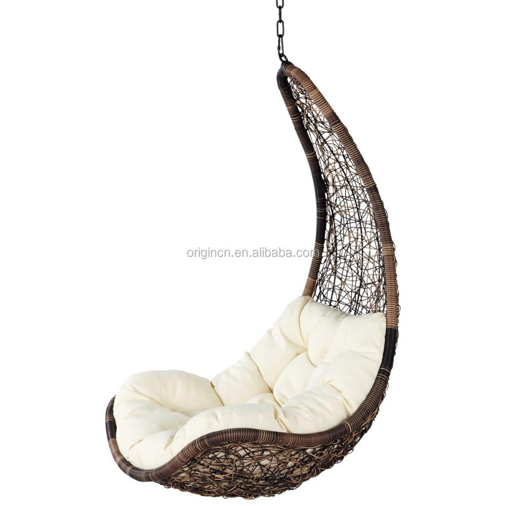 Unique L shaped outdoor garden furniture high quality rattan swing chair hanging