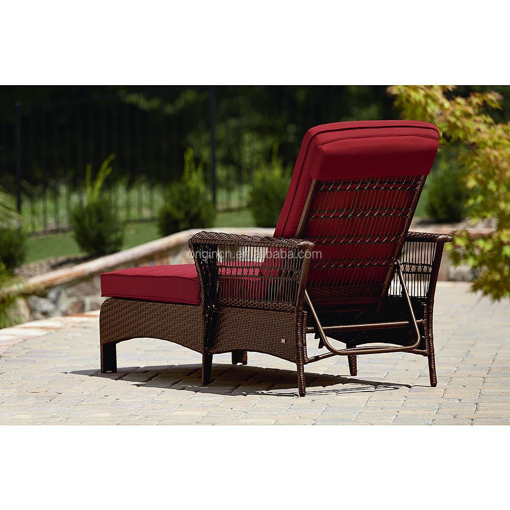 Outdoor Living Sunbathing Furniture Adjustable Back 4 Position Reclining Rattan Bed Chaise Lounge Chairs