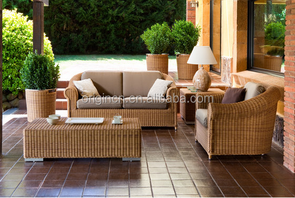 Classical Thick Arm Designed French Old Fashionable Indoor Outdoor Furniture Rattan Wicker Sofas