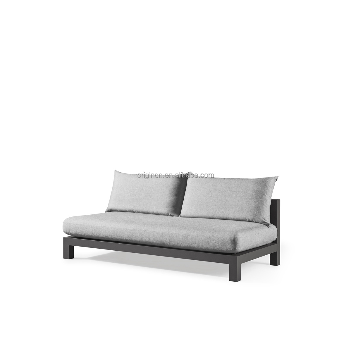 Minimalist design lounge chaise modular seating configuration thickness cushions aluminum frame armless 2 seat sofa