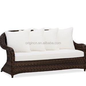 TORREY synthetic wicker loveseat roll arm outdoor garden round rattan sofa