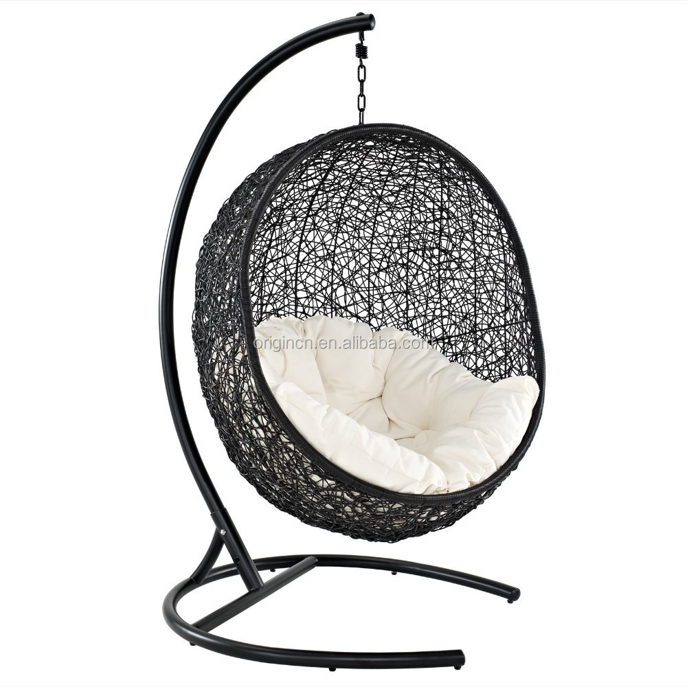 Artistic bird nest shape rattan home furniture with solid base indoor swing for adults