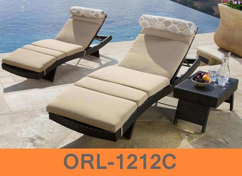 Simple Hotel Swimming Pool Outdoor Furniture Sun Bed Rattan Side Table S Shaped Chaise Lounge