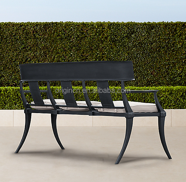 Luxury Style Classical Bench Patio Outdoor Furniture Relief Durable Aluminum Metal Garden Bench