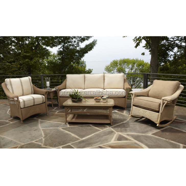 Design 3 Piece Garden Outdoor Furniture Understated Hollow Out Rocking Sofa Chair Set