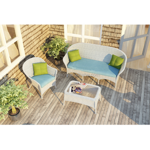 Unique Terrace Garden Outdoor Furniture Used White Plastic Rattan Wicker Sofa Set