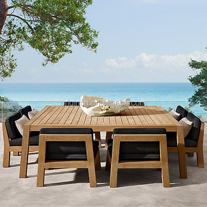 Beach Patio Furniture Large Size 8 Seaters Teak Wood Chair Table Dining Set