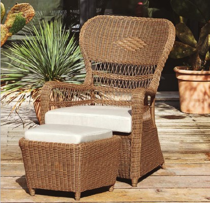 European Vintage Style Home Outdoor Garden Furniture Lounge Rattan Ottoman Table Chairs Set