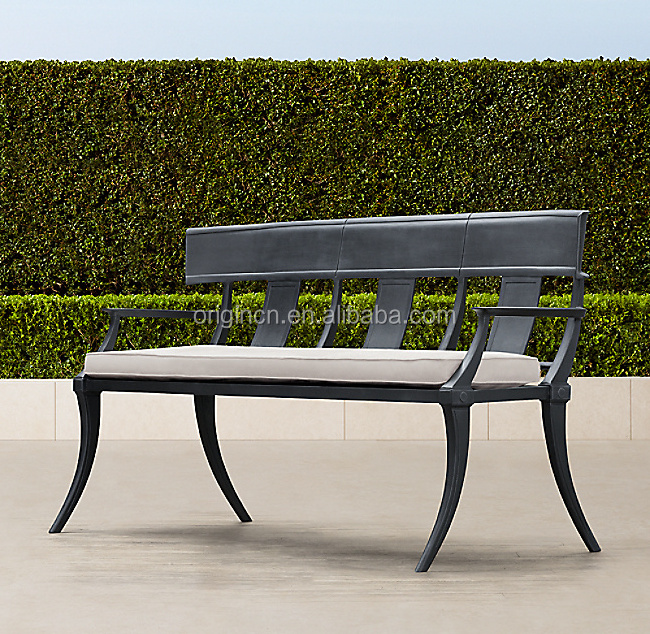 Luxury Style Classical Bench Patio Outdoor Furniture Relief Durable Aluminum Metal Garden Bench