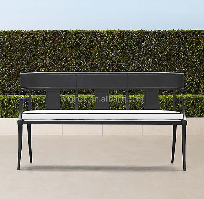 Luxury Style Classical Bench Patio Outdoor Furniture Relief Durable Aluminum Metal Garden Bench