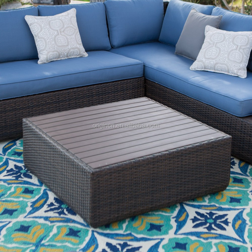 Luxury Pacific Sofa Leisure Garden Outdoor Patio Furniture Navy Blue Aluminum Topped Outback Sectional Rattan Sofa Set