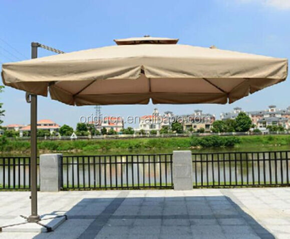 Chinese Parasol Square Polyester Top Roman Umbrella Aluminium Alloy Frame Coffee Shop Outdoor Parasol