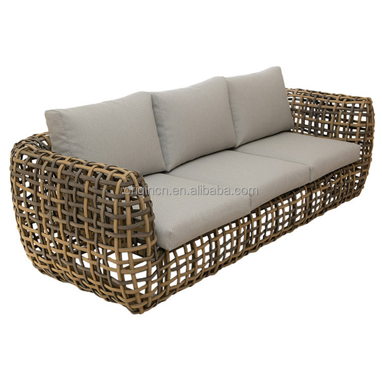 Luxury Stylish Outdoor Furniture Deep Seat Half Round Rattan Sofa Chairs Set