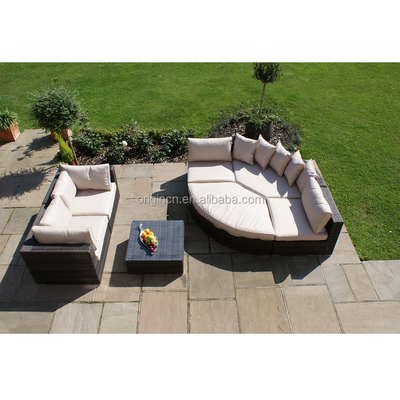 Unique Garden Outdoor Furniture Curved Sectional Rattan Synthetic Wicker Round Couch