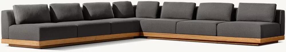 Garden L-sectional furniture teak modular thickness cushion corner wooden sofa set designs