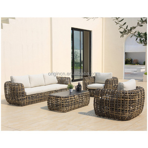 Luxury Stylish Outdoor Furniture Deep Seat Half Round Rattan Sofa Chairs Set