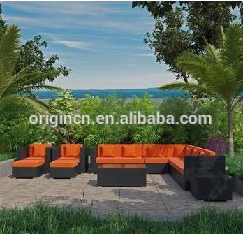 Classic Design Sofa Set Home Outdoor Furniture Gathering Sunroom Wicker Rattan Thick Cushions 9 Seater Sofa Set